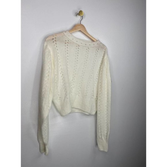 Topshop Idol Pointelle Cream Women's Pullover Crew Sweater Size: Medium NWOT - Picture 3 of 5